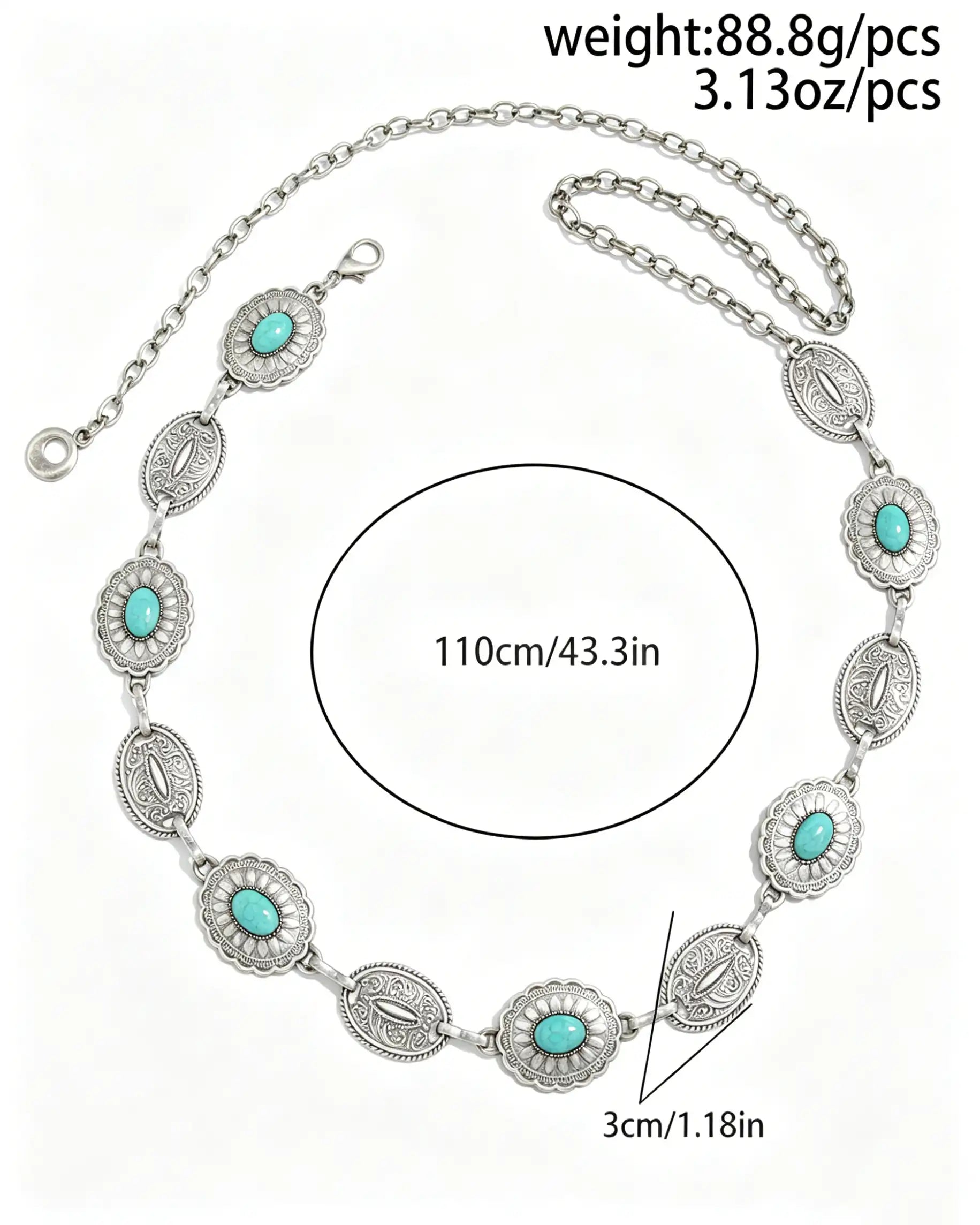 Wholesale Silver Turquoise Western Waist Chain Festival Boho Jewelry SP108