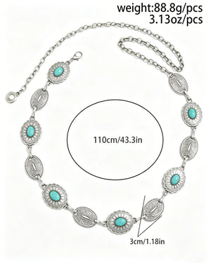 Wholesale Silver Turquoise Western Waist Chain Festival Boho Jewelry SP108