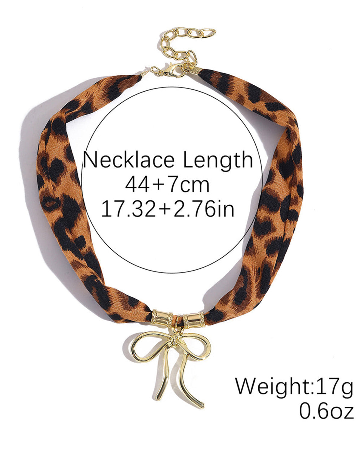 green stone leopard pink bow silk scarf necklace SP008