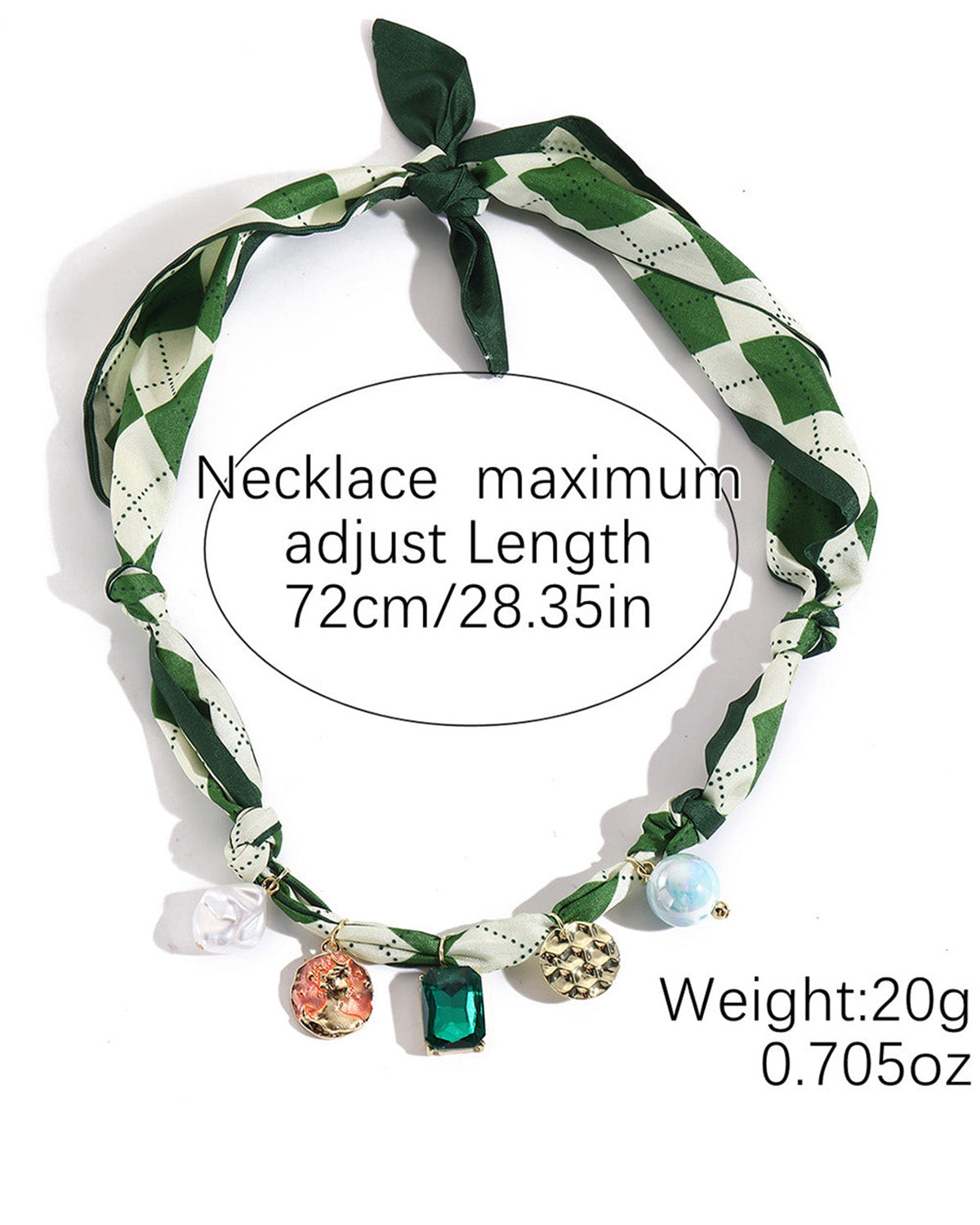 green stone leopard pink bow silk scarf necklace SP008