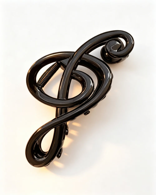 Bulk Glossy Black Treble Clef Hair Clip Evening Elegant Pick SP087