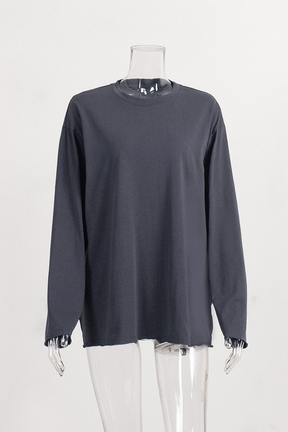 Wholesale Women's Texture Blouse T Shirt Plain Fashion Modern Long Sleeve Crew Neck Regular Tops Daily Black White Brown WL002