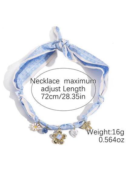 Wholesale Flower dopamine color bow silk scarf necklace SP007