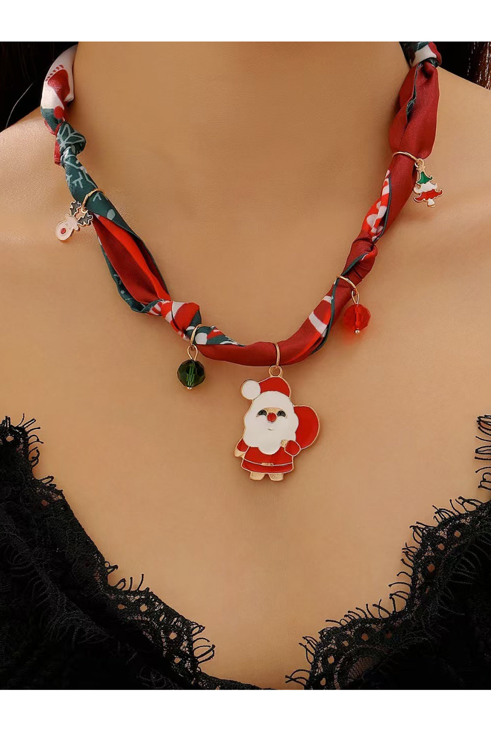 Wholesale Christmas Christmas Tree, Santa Claus, Silk Scarf Necklace SP005