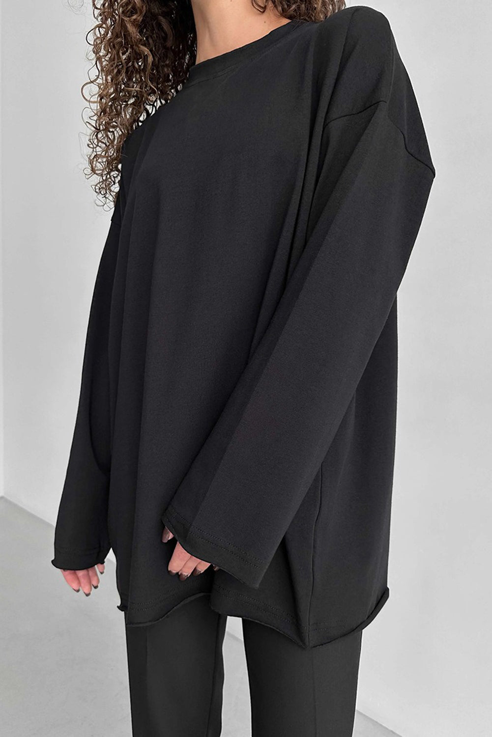 Wholesale Women's Texture Blouse T Shirt Plain Fashion Modern Long Sleeve Crew Neck Regular Tops Daily Black White Brown WL002