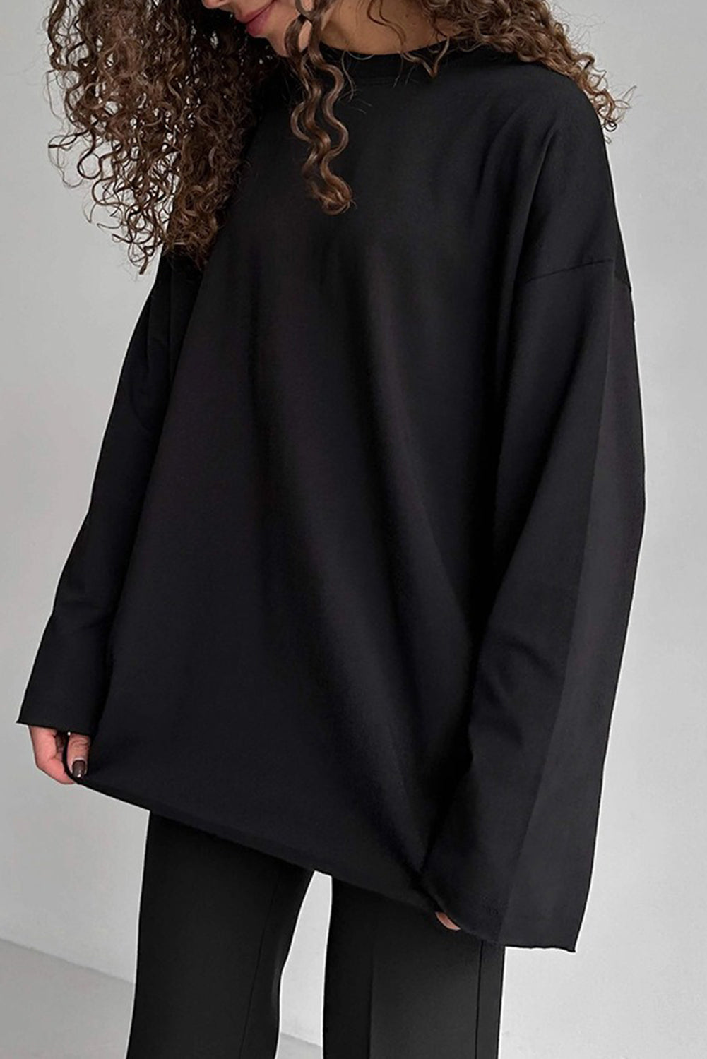 Wholesale Women's Texture Blouse T Shirt Plain Fashion Modern Long Sleeve Crew Neck Regular Tops Daily Black White Brown WL002