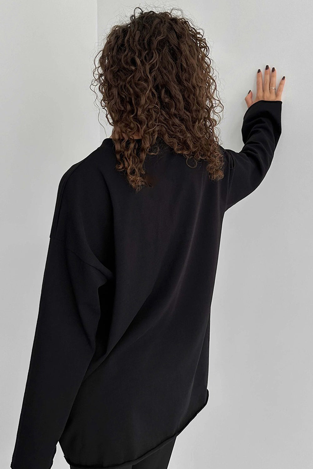 Wholesale Women's Texture Blouse T Shirt Plain Fashion Modern Long Sleeve Crew Neck Regular Tops Daily Black White Brown WL002