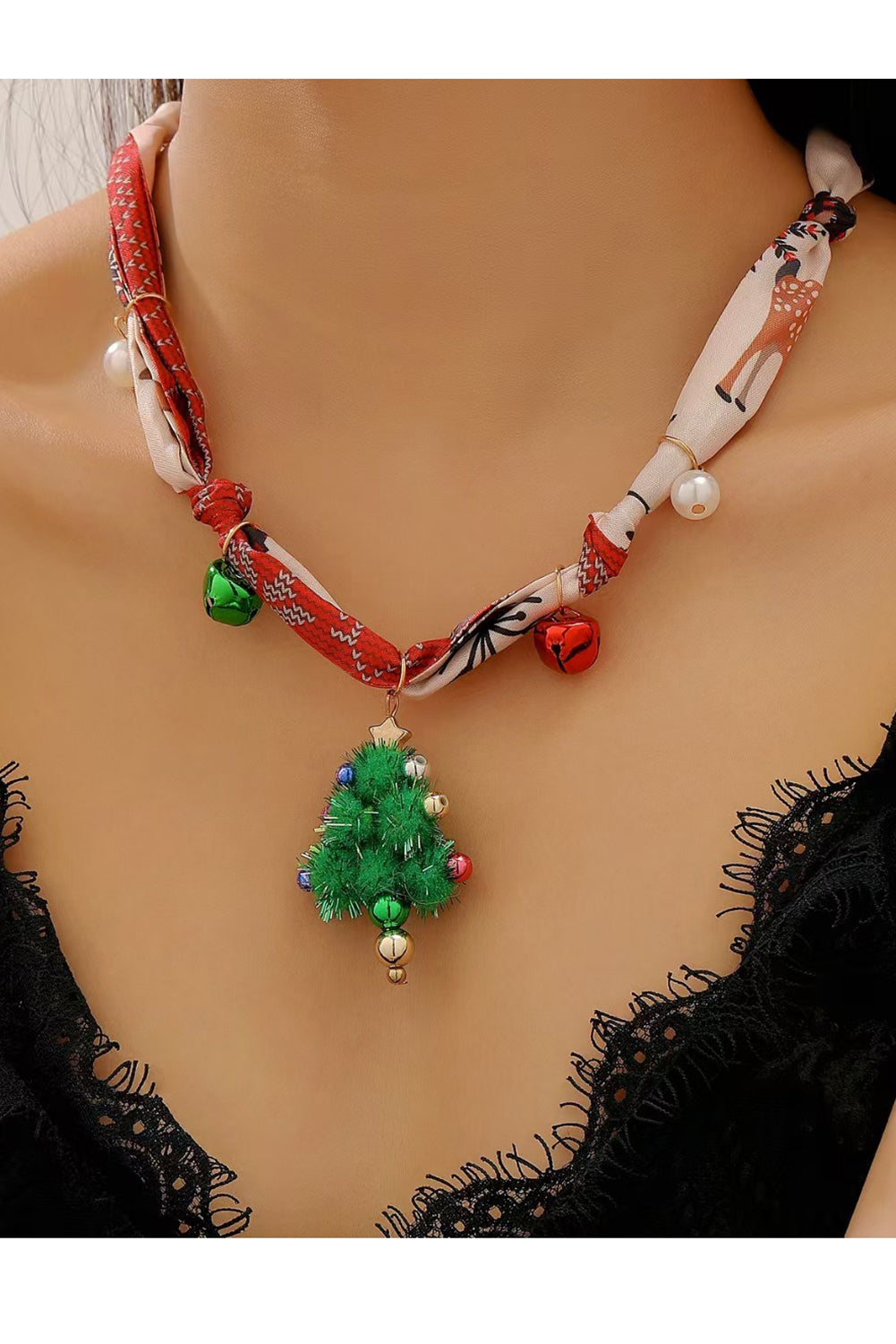 Wholesale Christmas Christmas Tree, Santa Claus, Silk Scarf Necklace SP005