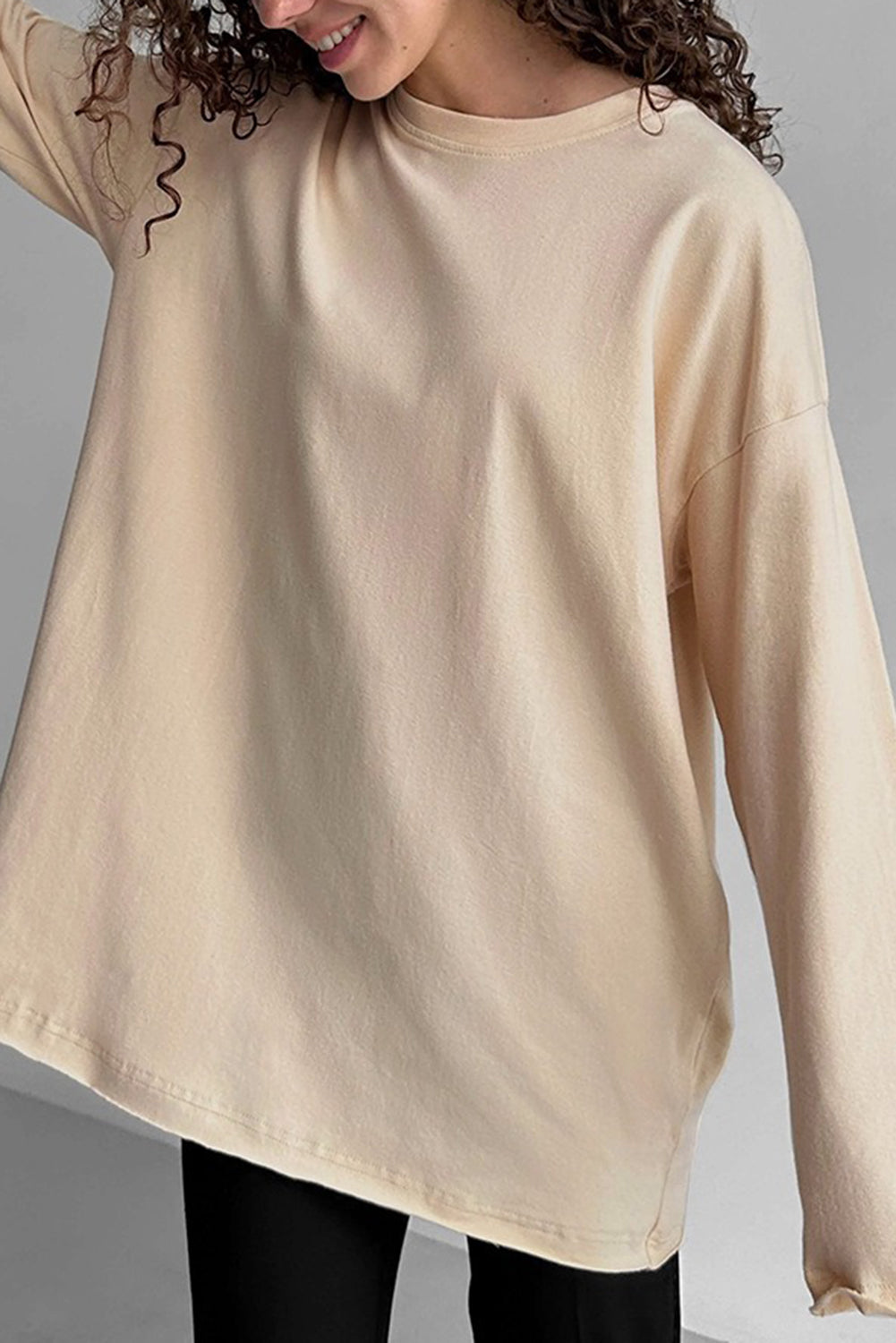 Wholesale Women's Texture Blouse T Shirt Plain Fashion Modern Long Sleeve Crew Neck Regular Tops Daily Black White Brown WL002