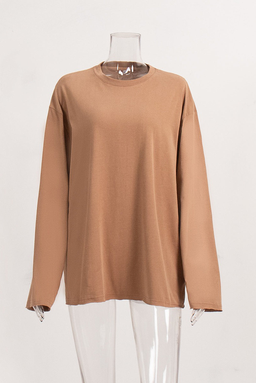 Wholesale Women's Texture Blouse T Shirt Plain Fashion Modern Long Sleeve Crew Neck Regular Tops Daily Black White Brown WL002