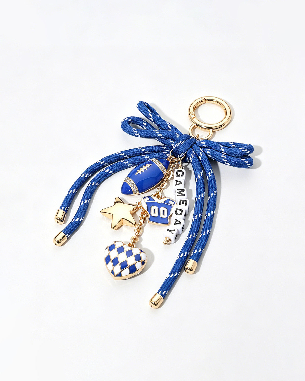 Wholesale Blue Gameday Bow Keychain SP031