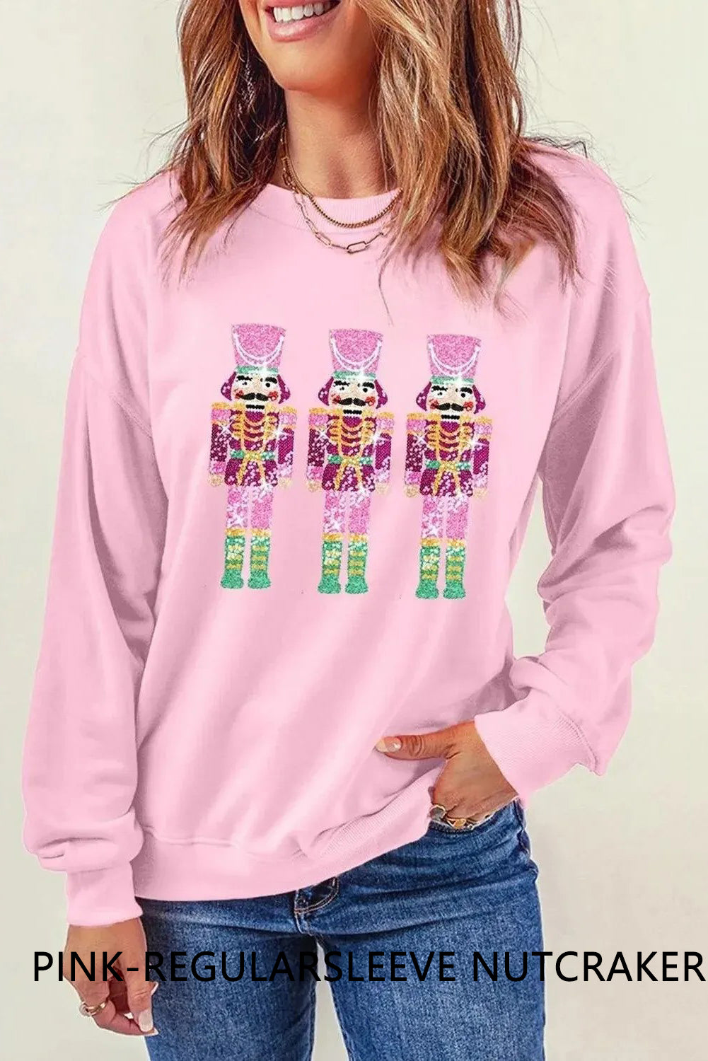 Wholesale 5 colors  Christmas Sequin long sleeve Nutcracker blouse WL010