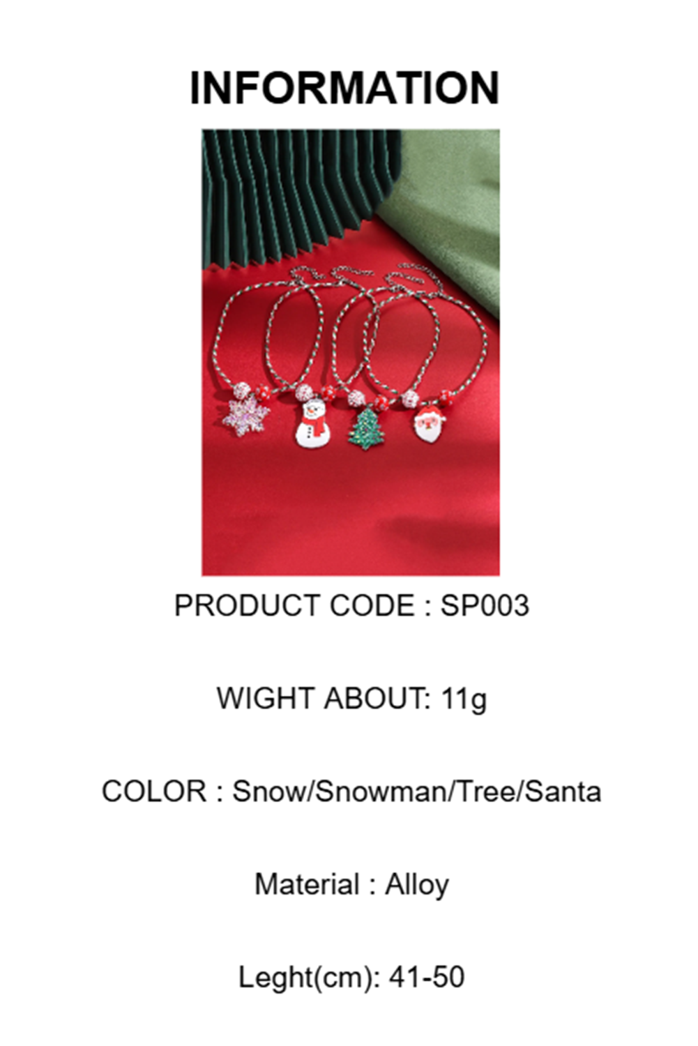 Wholesale Jewelry Alloy Cartoon Snowman Christmas Tree Pendant Necklace SP003
