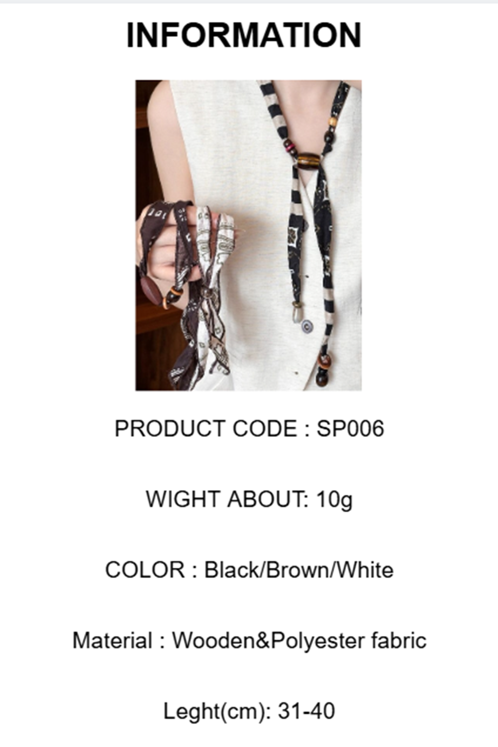Wholesale Paisley print silk scarf necklace women's unique design accessories temperament scarf sweater chain SP006