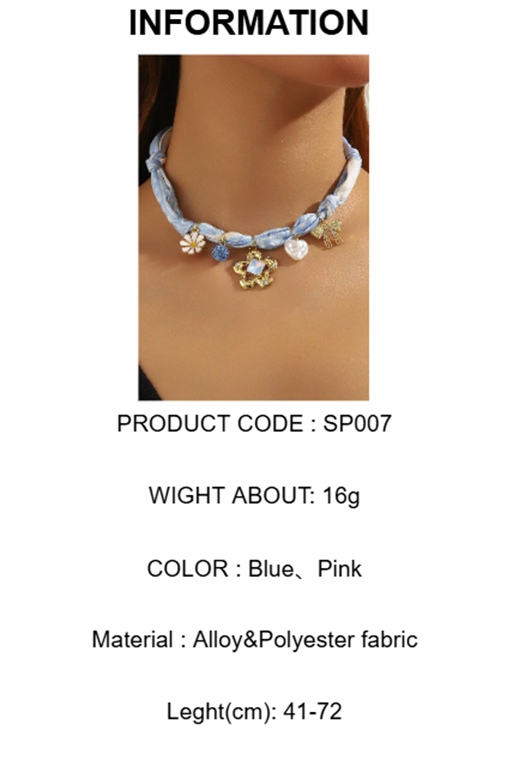Wholesale Flower dopamine color bow silk scarf necklace SP007