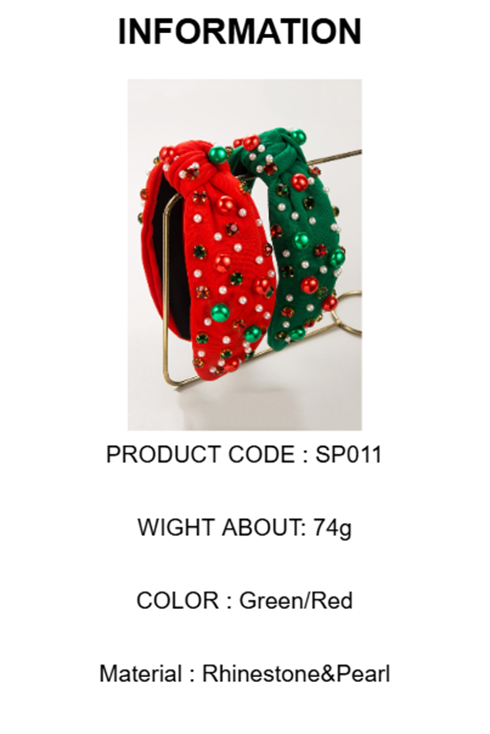 Wholesale Christmas Rhinestone&Pearl Headband Festives Celebrations Hair Hoop Elastic Headbands For Adults And Kids SP011