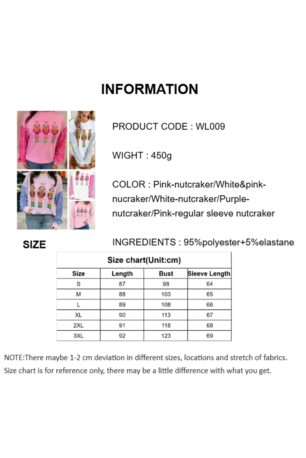 Wholesale 5 colors  Christmas Sequin long sleeve Nutcracker blouse WL010