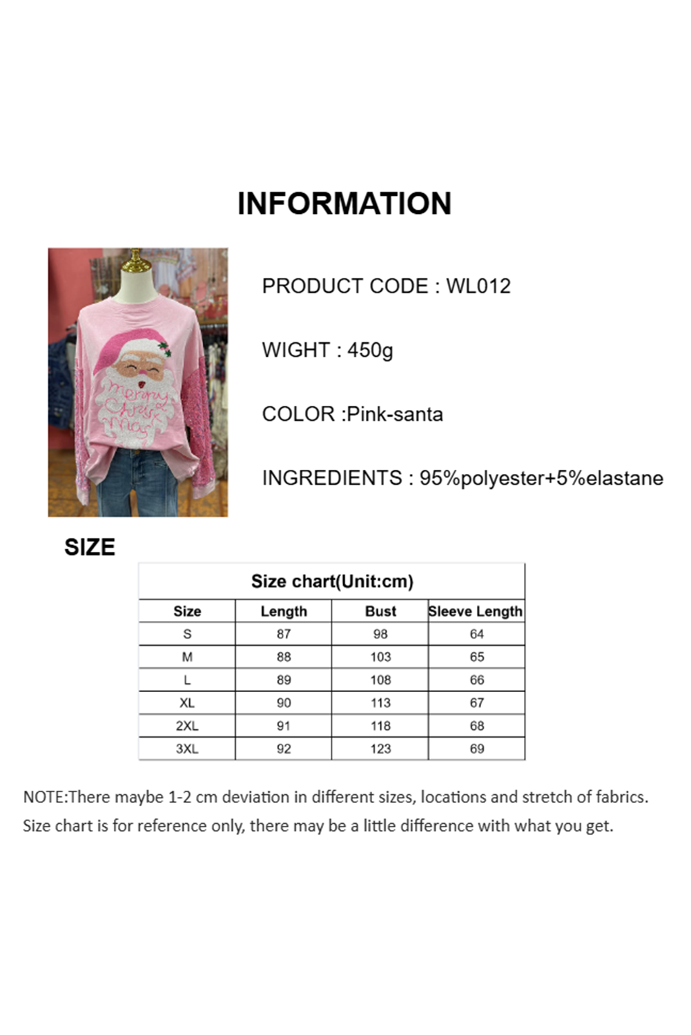 Wholesale Pink Christmas Sequin long sleeve Santa blouse