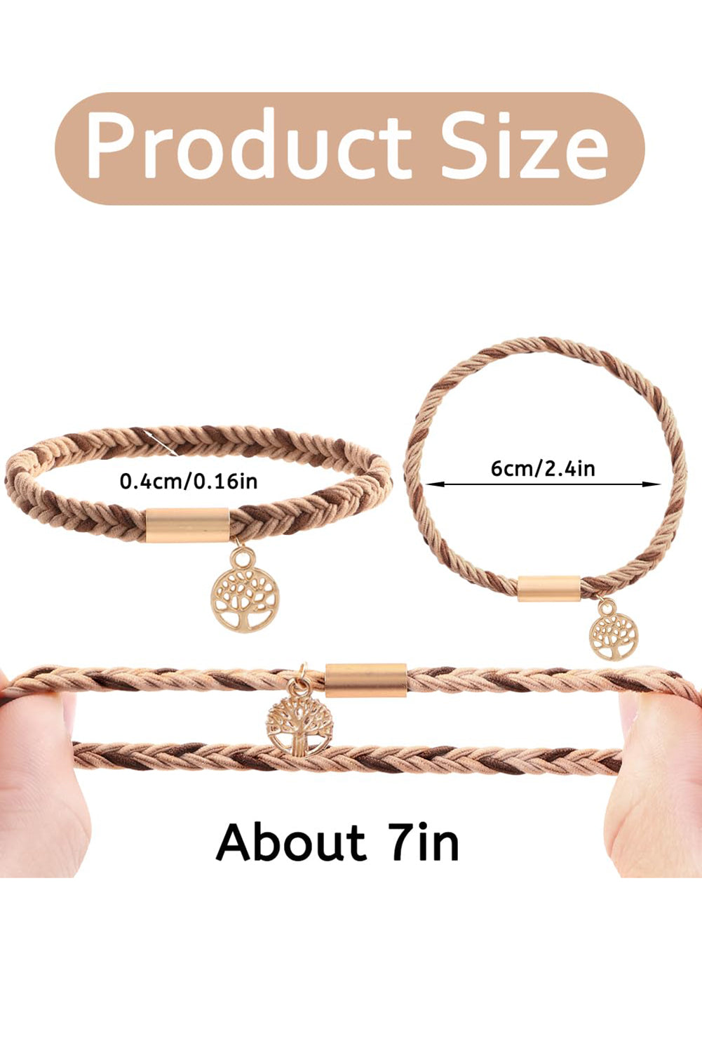 Wholesale 5PCS Hair Ties Bracelet for Women 5 Styles Soft Braided Boho Hair Bands Elastic No Damage Hair Ties for Girls thick Thin Long Curly Hair Accessories SP004