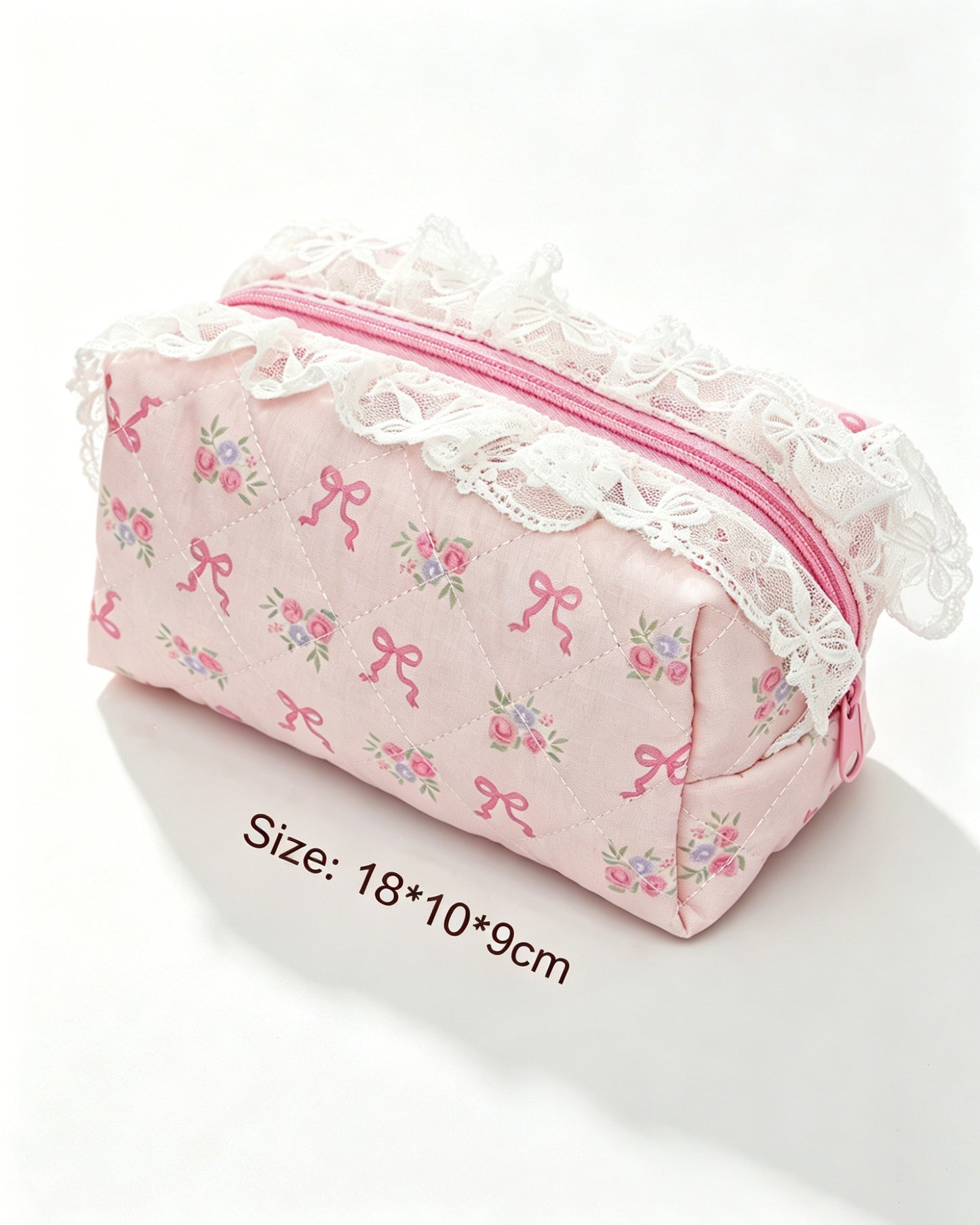 Wholesale Light Pink Lace Quilted Makeup Bag Vintage Gift SP063