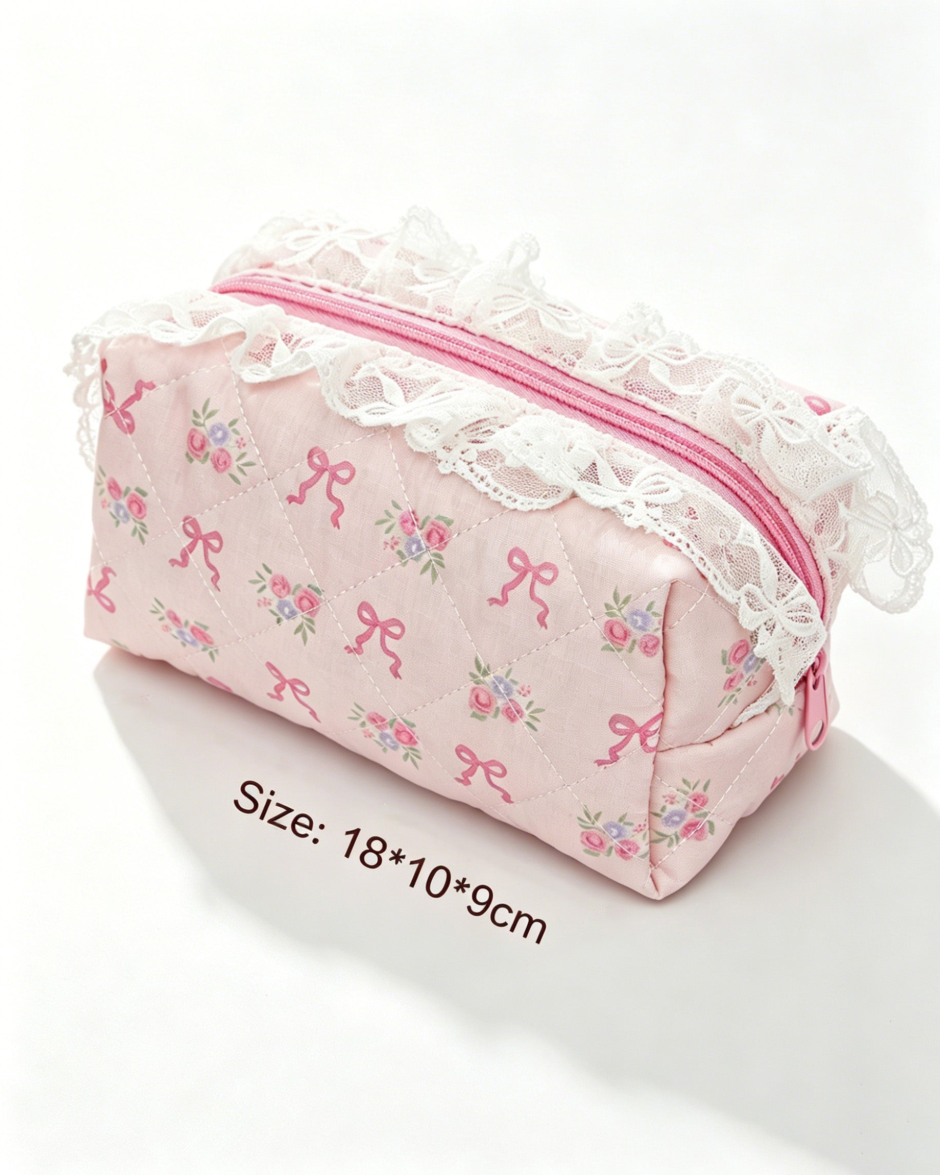 Wholesale Light Pink Lace Quilted Makeup Bag Vintage Gift SP063